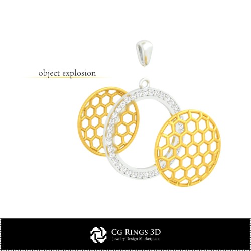 3D-CAD Sechseck Anhänger Zuhause, Schmuck 3D-CAD, Anhänger 3D-CAD, 3D Diamantanhänger, 3D Kugelanhänger