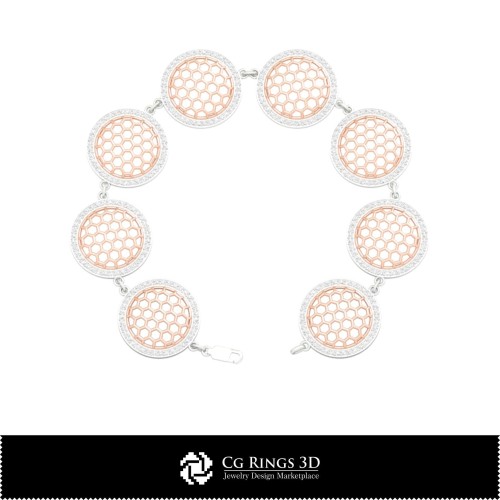 Bracciale Esagonale 3D CAD Home, Gioielleria 3D CAD, Bracciali 3D CAD, Bracciali con Diamanti 3D, Bracciali 3D