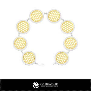 Pulsera hexagonal CAD 3D para el hogar, Joyería CAD 3D, Pulseras CAD 3D, Pulseras de diamantes 3D, Pulseras 3D 2