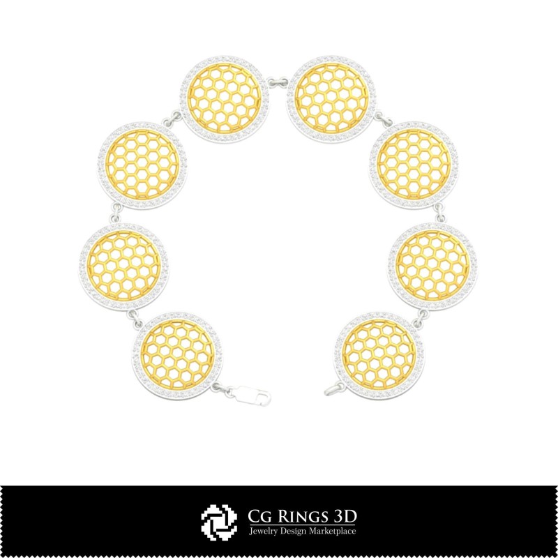 3D-CAD-Hexagon-Armband Home, Schmuck 3D-CAD, Armbänder 3D-CAD, 3D-Diamant-Armbänder, 3D-Armbänder
