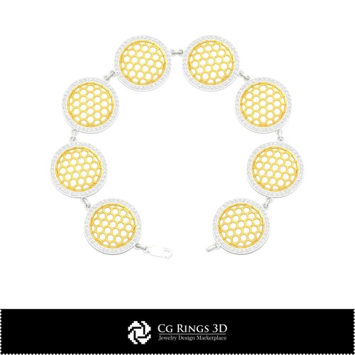 Bracciale Esagonale 3D CAD Home, Gioielleria 3D CAD, Bracciali 3D CAD, Bracciali con Diamanti 3D, Bracciali 3D
