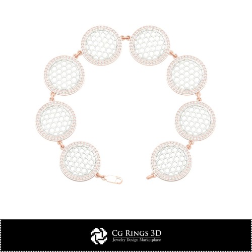 Bracciale Esagonale 3D CAD Home, Gioielleria 3D CAD, Bracciali 3D CAD, Bracciali con Diamanti 3D, Bracciali 3D