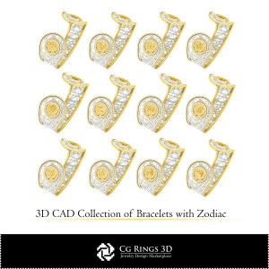 带有星座主题的手链3D CAD合集，珠宝3D CAD，手链3D CAD，珠宝系列3D CAD，3D钻石包