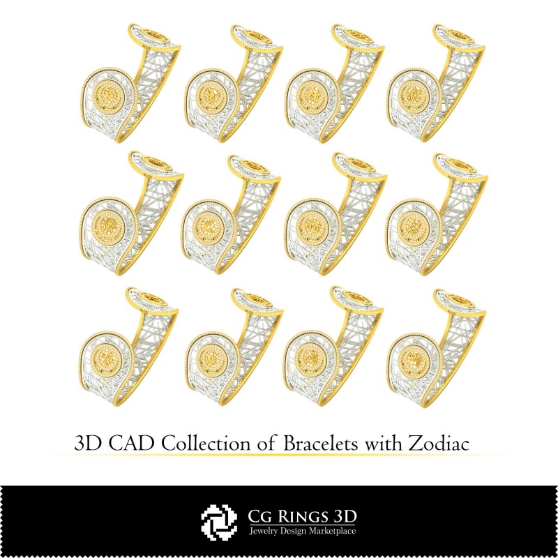 带有星座主题的手链3D CAD合集，珠宝3D CAD，手链3D CAD，珠宝系列3D CAD，3D钻石包