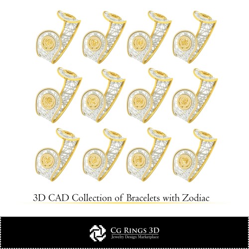 带有星座主题的手链3D CAD合集，珠宝3D CAD，手链3D CAD，珠宝系列3D CAD，3D钻石包