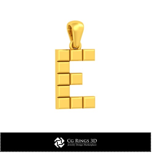 Collezione 3D CAD di Ciondoli con Iniziali Casa, Gioielli 3D CAD, Ciondoli 3D CAD, Collezioni di Gioielli 3D CAD, Penna Lettera