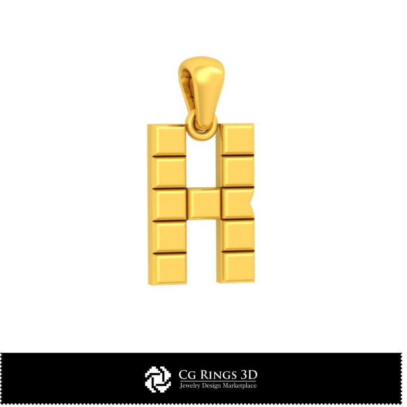 Colección 3D CAD de Colgantes con Iniciales Hogar, Joyería 3D CAD, Colgantes 3D CAD, Colecciones de Joyería 3D CAD, Pluma de