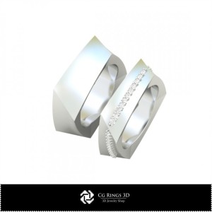 3D Wedding Ring With Diamonds Home, Jewelry 3D CAD, Rings 3D CAD , Wedding Bands 3D 2