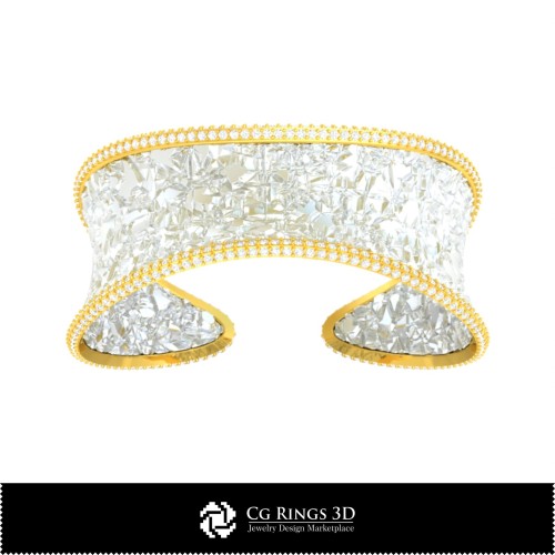 3D CAD 冰手链 家居配饰, 珠宝 3D CAD, 手链 3D CAD, 3D 钻石手链, 3D 手链, 3D 宽手镯