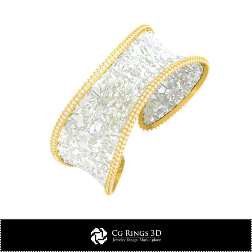 Bracelet Ice en CAO 3D, Joaillerie CAO 3D, Bracelets CAO 3D, Bracelets en diamant 3D, Bracelets 3D, Manchette 3D