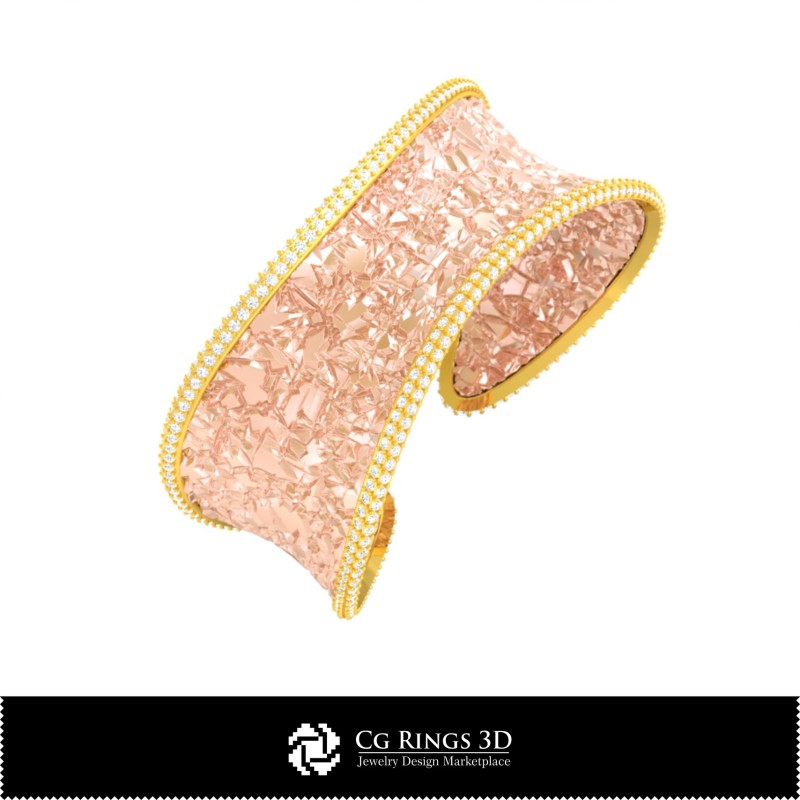 Brățară Ice CAD 3D pentru acasă, Bijuterii CAD 3D, Brățări CAD 3D, Brățări cu diamante 3D, Brățări 3D, Brățară tip manșetă 3D