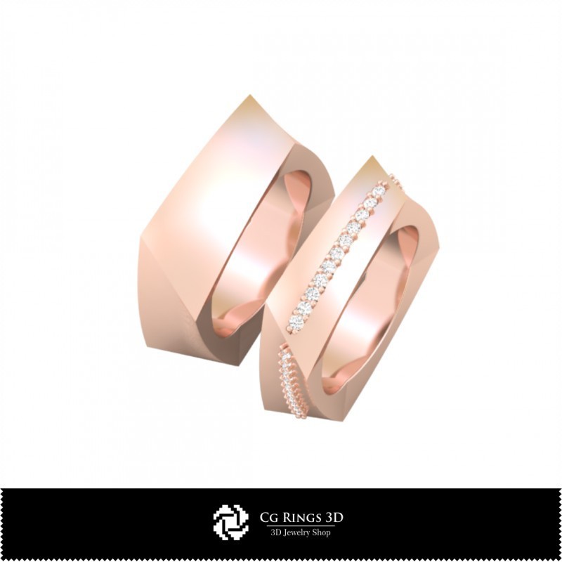 Verighetă 3D cu diamante Acasă, Bijuterii CAD 3D, Inele CAD 3D, Verighete CAD 3D