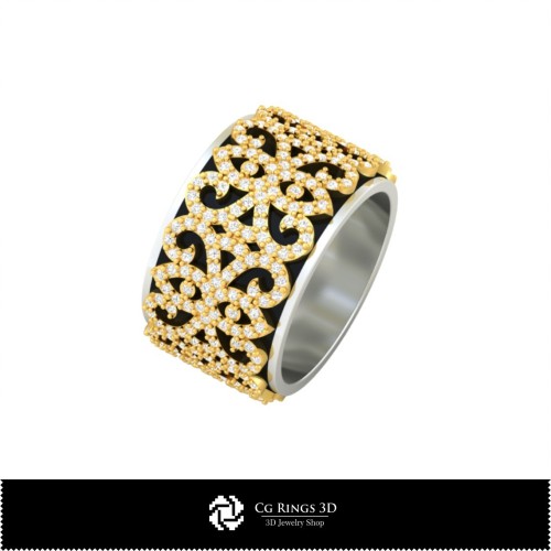Aros de boda femeninos 3D con diamantes Inicio, Joyería CAD 3D, Anillos CAD 3D, Aros de boda 3D