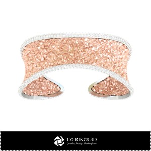 Brățară 3D CAD Ice Home, Bijuterii 3D CAD, Brățări 3D CAD, Brățări cu diamante 3D, Brățări 3D, Brățară cuff 3D 2
