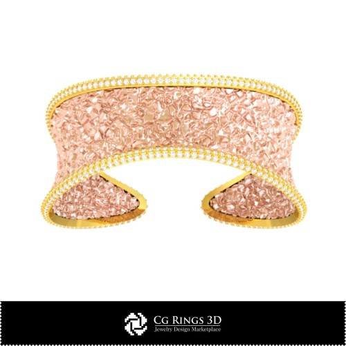 Brățară 3D CAD Ice Home, Bijuterii 3D CAD, Brățări 3D CAD, Brățări cu diamante 3D, Brățări 3D, Brățară cuff 3D