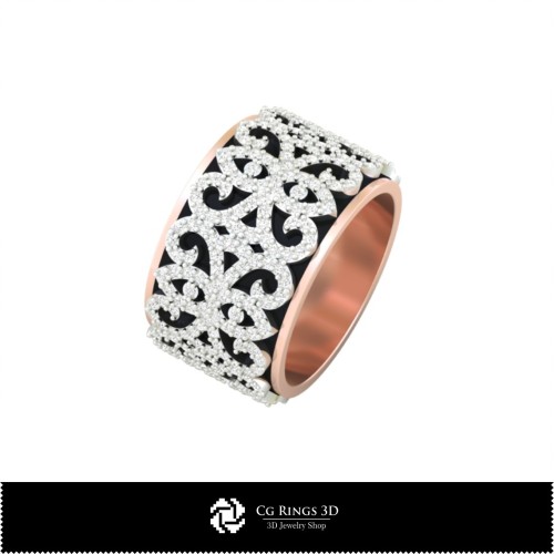Verighete 3D pentru femei cu diamante Acasă, Bijuterii CAD 3D, Inele CAD 3D, Verighete 3D