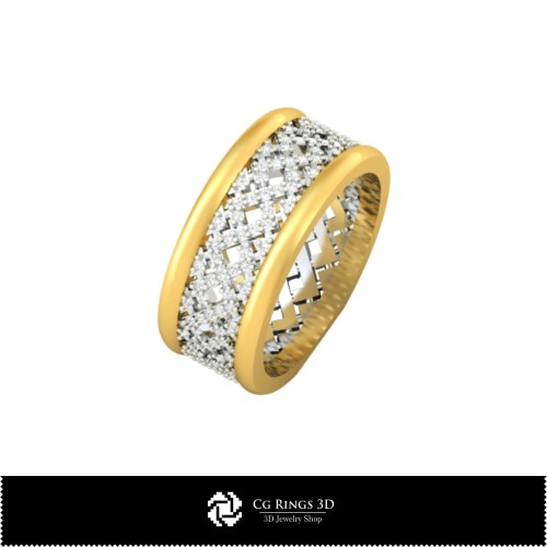 3D Alianzas de Boda Femeninas con Diamantes Inicio, Joyería 3D CAD, Anillos 3D CAD, Alianzas de Boda 3D