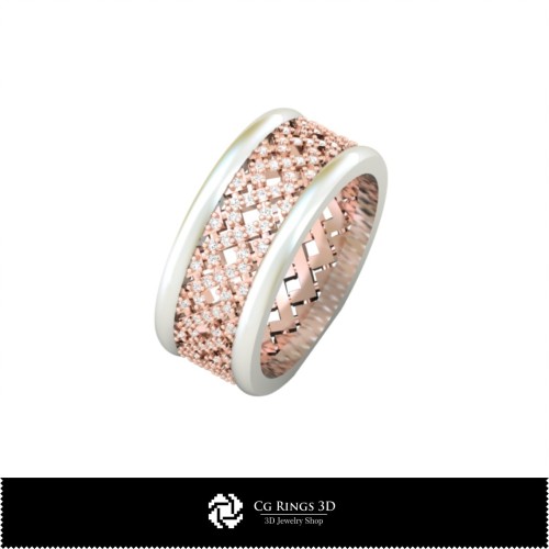 Verighete de mireasă 3D pentru femei cu diamante Acasă, Bijuterii CAD 3D, Inele CAD 3D, Verighete 3D
