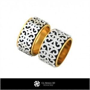 Inel de nuntă 3D cu diamante Acasă, Bijuterii CAD 3D, Inele CAD 3D, Verighete 3D