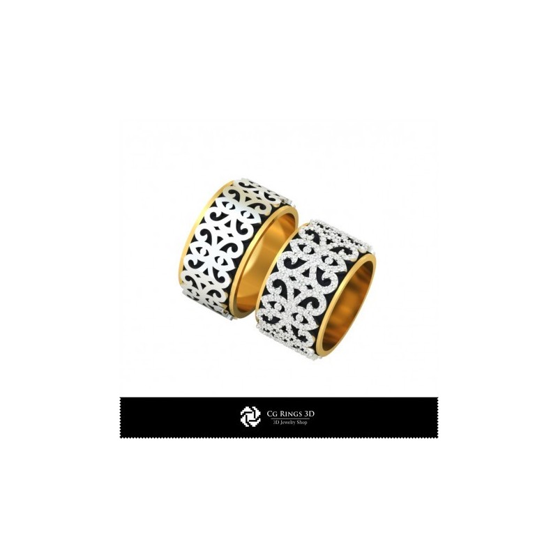 3D-Ehering mit Diamanten Home, Schmuck 3D-CAD, Ringe 3D-CAD, Eheringe 3D