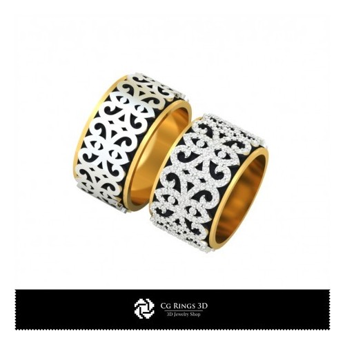 3D-Ehering mit Diamanten Home, Schmuck 3D-CAD, Ringe 3D-CAD, Eheringe 3D