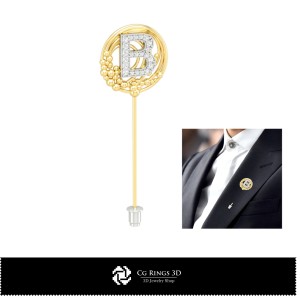 3D-Brosche mit Buchstabe B für Zuhause, Schmuck 3D-CAD, Broschen 3D-CAD, 3D-Broschen-Anstecknadel