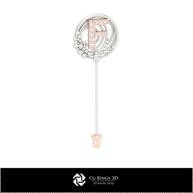 3D-Brosche mit Buchstabe F Home, Schmuck 3D-CAD, Broschen 3D-CAD, 3D-Broschenstecknadel