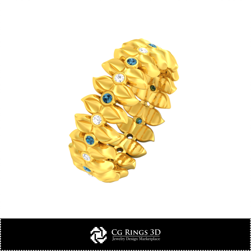 Inel floral 3D CAD pentru acasă, bijuterii 3D CAD