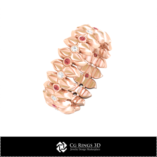 3D-CAD-Blumenring Zuhause, Schmuck 3D-CAD