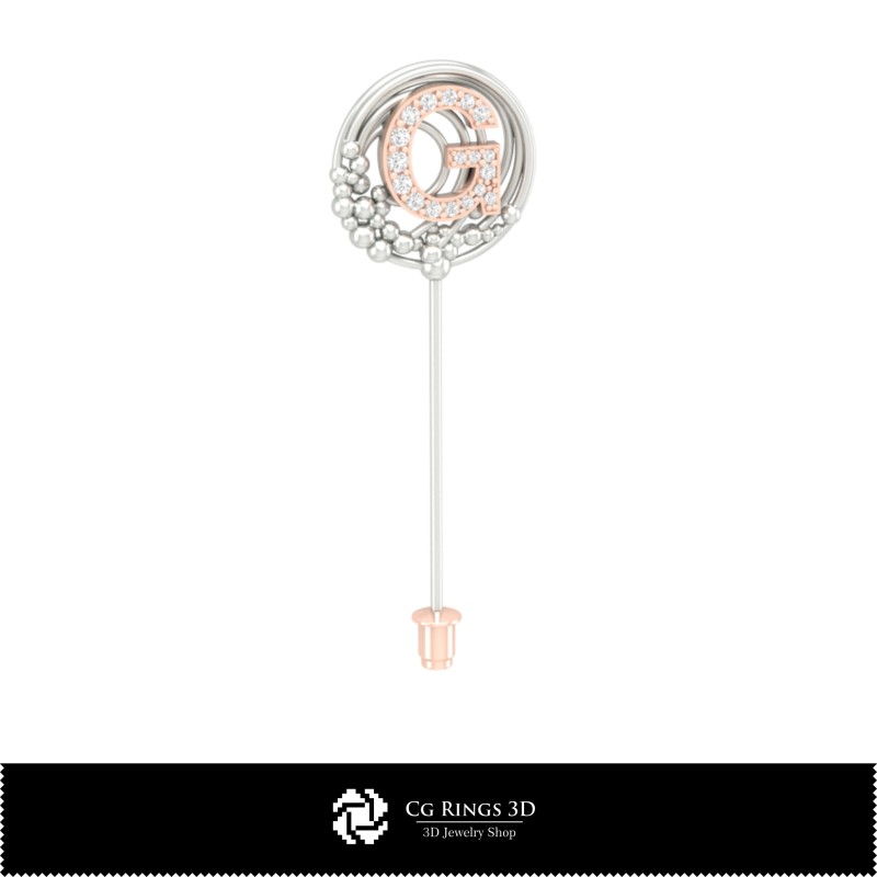 Broche 3D con letra G para el hogar, Joyería CAD 3D, Broches CAD 3D, Alfiler de sombrero (broche) 3D