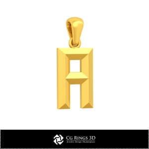 带字母A的3D CAD家居吊坠，珠宝3D CAD，吊坠3D CAD，3D字母吊坠