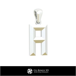 3D-CAD-Anhänger mit Buchstabe A Home, Schmuck 3D-CAD, Anhänger 3D-CAD, 3D-Buchstabenanhänger 2
