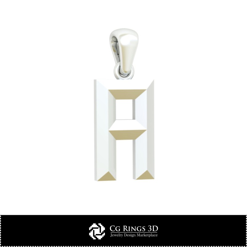3D-CAD-Anhänger mit Buchstabe A Home, Schmuck 3D-CAD, Anhänger 3D-CAD, 3D-Buchstabenanhänger