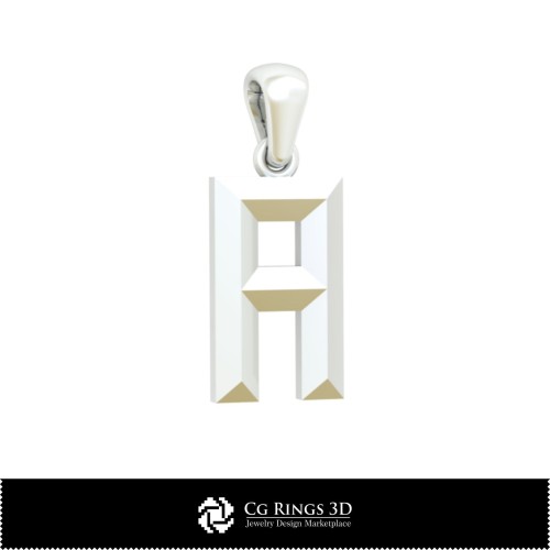 带字母A的3D CAD家居吊坠，珠宝3D CAD，吊坠3D CAD，3D字母吊坠