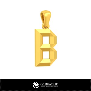 Ciondolo 3D CAD con lettera B Casa, Gioielli 3D CAD, Ciondoli 3D CAD, Ciondoli lettera 3D