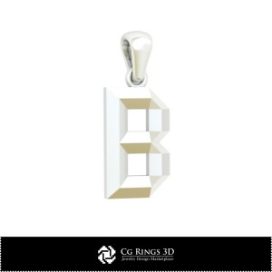 3D-CAD-Anhänger mit Buchstabe B Home, Schmuck 3D-CAD, Anhänger 3D-CAD, 3D-Buchstaben-Anhänger 2