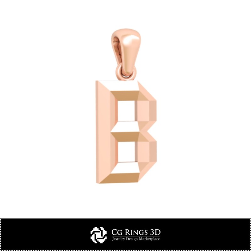 3D-CAD-Anhänger mit Buchstabe B Home, Schmuck 3D-CAD, Anhänger 3D-CAD, 3D-Buchstaben-Anhänger