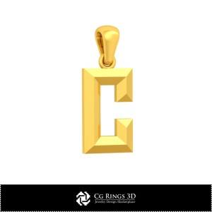 Colgante 3D CAD con letra C para el hogar, Joyería 3D CAD, Colgantes 3D CAD, Colgantes de letra 3D