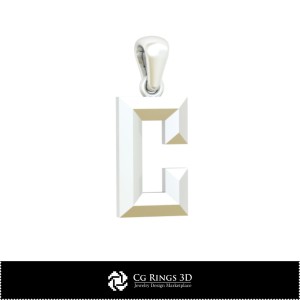 3D CAD Pendant With Letter C Home, Jewelry 3D CAD, Pendants 3D CAD , 3D Letter Pendants 2