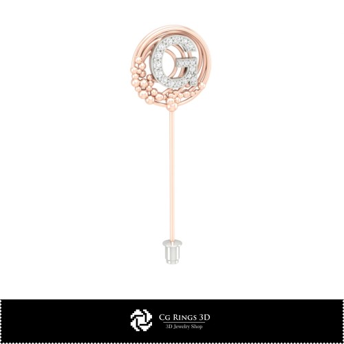 3D-Brosche mit Buchstabe G Home, Schmuck 3D-CAD, Broschen 3D-CAD, 3D-Broschen-Stecknadel
