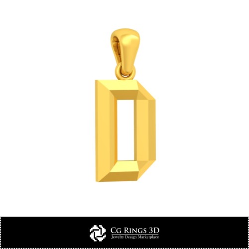 Colgante CAD 3D con letra D para el hogar, Joyería CAD 3D, Colgantes CAD 3D, Colgantes de letras 3D