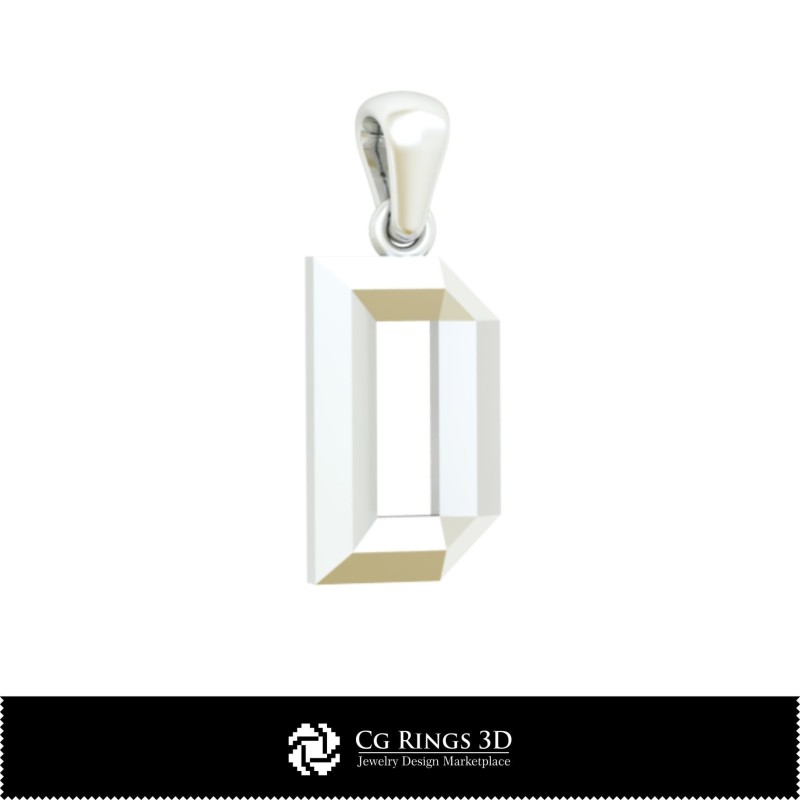 带字母 D 的 3D CAD 吊坠（家居/饰品），珠宝 3D CAD，吊坠 3D CAD，3D 字母 吊坠