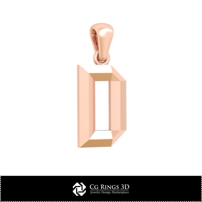 Ciondolo 3D CAD con lettera D Casa, Gioielli 3D CAD, Ciondoli 3D CAD, Ciondoli con lettera 3D