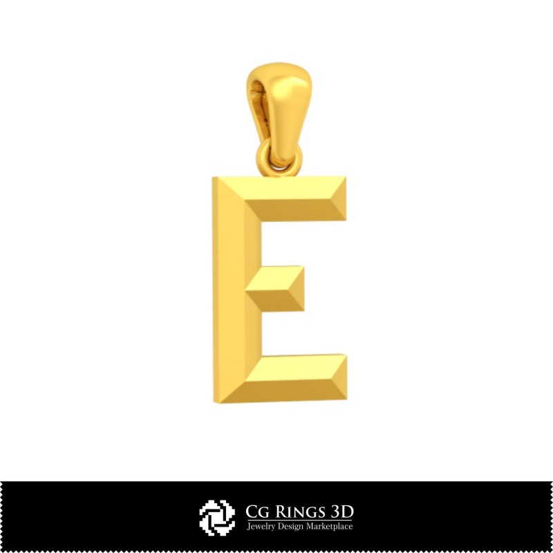 3D-CAD-Anhänger mit Buchstabe E Zuhause, Schmuck 3D-CAD, Anhänger 3D-CAD, 3D-Buchstabenanhänger