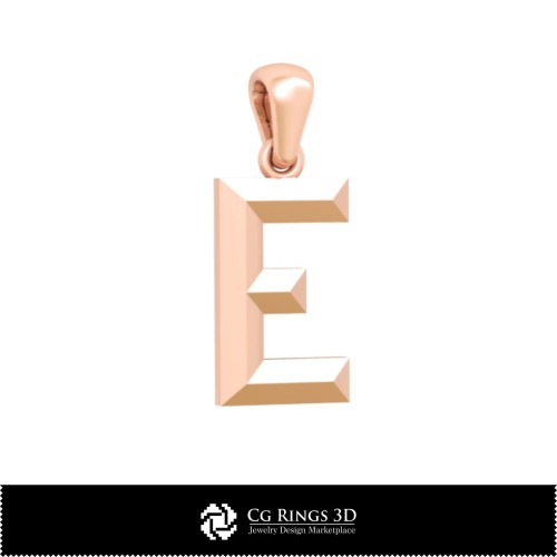 3D-CAD-Anhänger mit Buchstabe E Zuhause, Schmuck 3D-CAD, Anhänger 3D-CAD, 3D-Buchstabenanhänger