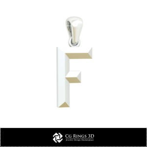 3D-CAD-Anhänger mit Buchstabe F Home, Schmuck 3D-CAD, Anhänger 3D-CAD, 3D-Buchstabenanhänger 2