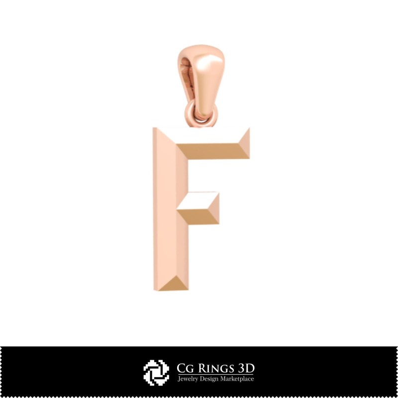 3D-CAD-Anhänger mit Buchstabe F Home, Schmuck 3D-CAD, Anhänger 3D-CAD, 3D-Buchstabenanhänger