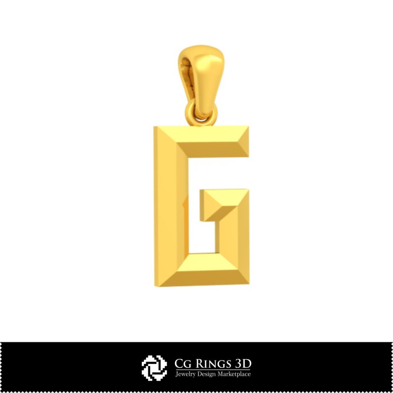 Pendentif 3D CAO avec lettre G Maison, Bijoux 3D CAO, Pendentifs 3D CAO, Pendentifs lettre 3D, Pendentifs enfants 3D