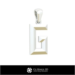 3D CAD Pendant With Letter G Home, Jewelry 3D CAD, Pendants 3D CAD , 3D Letter Pendants, 3D Children Pendants 2