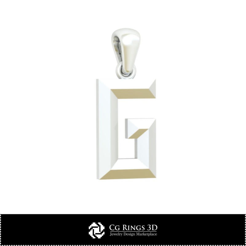 Colgante 3D CAD con letra G para el hogar, Joyería 3D CAD, Colgantes 3D CAD, Colgantes con letras 3D, Colgantes infantiles 3D